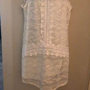Soft White lace dress City Triangle stretchy material XL